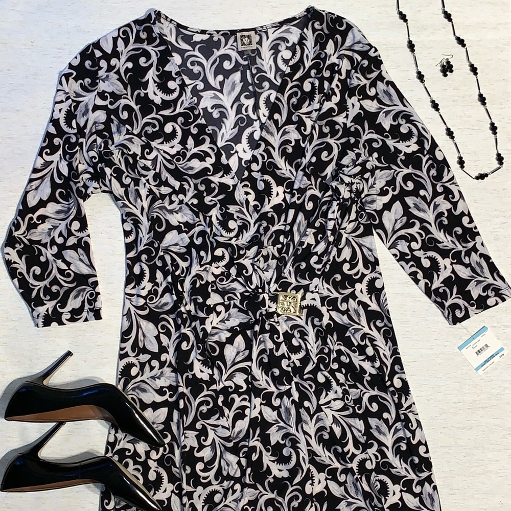 Anne Klein Women’s Classic V-Neck Faux Wrap Dress